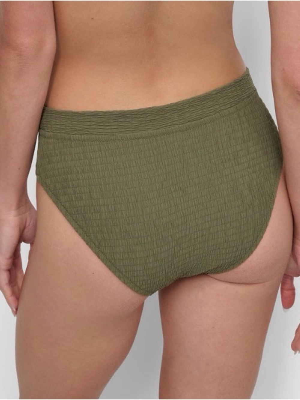 DKNY Women’s High-Waist Bikini Bottoms - Moss Texture Size M - Picture 2 of 6